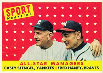 1958 Topps #475 Sport Magazine All-Star Managers (Casey Stengel / Fred Haney) Front