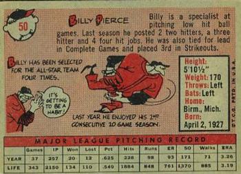 1958 Topps #50 Billy Pierce Back