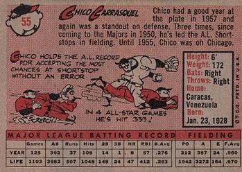 1958 Topps #55 Chico Carrasquel Back