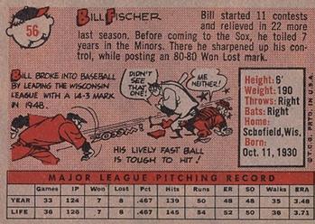 1958 Topps #56 Bill Fischer Back