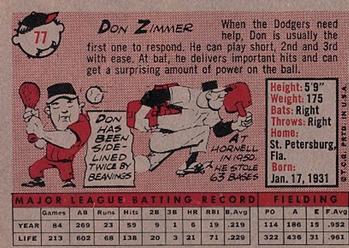 1958 Topps #77 Don Zimmer Back
