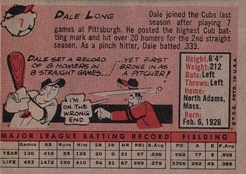 1958 Topps #7 Dale Long Back