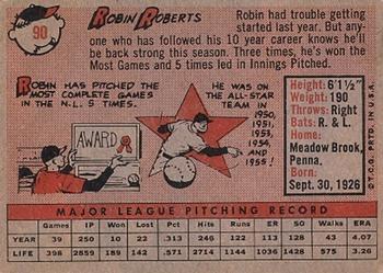 1958 Topps #90 Robin Roberts Back