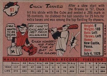 1958 Topps #91 Chuck Tanner Back