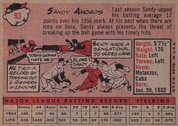 1958 Topps #93 Sandy Amoros Back