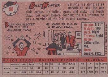1958 Topps #98 Billy Hunter Back
