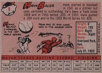 1958 Topps #9 Hank Bauer Back