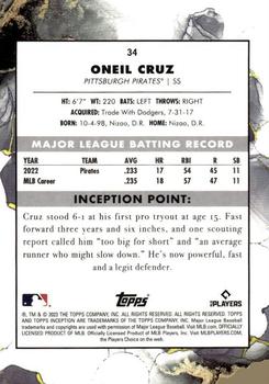 2023 Topps Inception - Red #34 Oneil Cruz Back