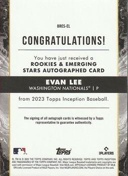 2023 Topps Inception - Rookie & Emerging Stars Autographs Magenta #BRES-EL Evan Lee Back