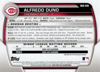 2023 Bowman Draft - Sky Blue #BD-99 Alfredo Duno Back