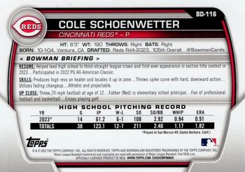 2023 Bowman Draft - Sky Blue #BD-116 Cole Schoenwetter Back