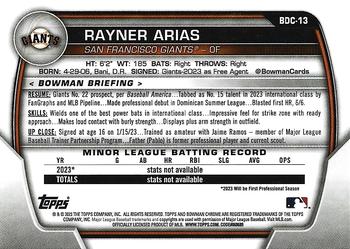 2023 Bowman Draft - Chrome #BDC-13 Rayner Arias Back