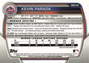 2023 Bowman Draft - Chrome #BDC-32 Kevin Parada Back