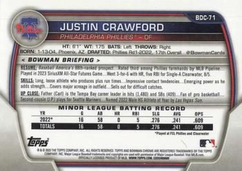 2023 Bowman Draft - Chrome #BDC-71 Justin Crawford Back
