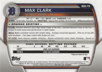 2023 Bowman Draft - Chrome #BDC-76 Max Clark Back