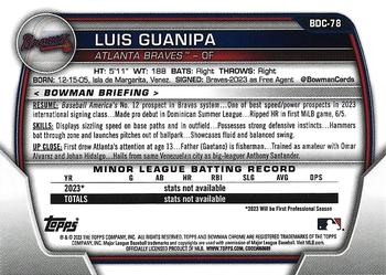 2023 Bowman Draft - Chrome #BDC-78 Luis Guanipa Back