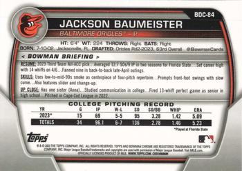 2023 Bowman Draft - Chrome #BDC-84 Jackson Baumeister Back