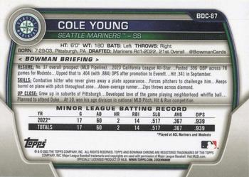 2023 Bowman Draft - Chrome #BDC-87 Cole Young Back