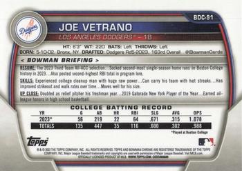 2023 Bowman Draft - Chrome #BDC-91 Joe Vetrano Back