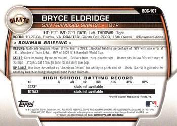 2023 Bowman Draft - Chrome #BDC-107 Bryce Eldridge Back