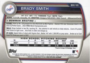 2023 Bowman Draft - Chrome #BDC-109 Brady Smith Back