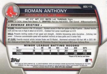 2023 Bowman Draft - Chrome #BDC-112 Roman Anthony Back