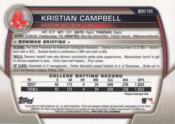 2023 Bowman Draft - Chrome #BDC-125 Kristian Campbell Back