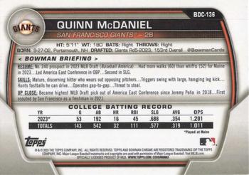 2023 Bowman Draft - Chrome #BDC-136 Quinn McDaniel Back