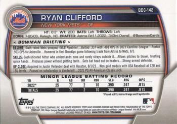 2023 Bowman Draft - Chrome #BDC-142 Ryan Clifford Back