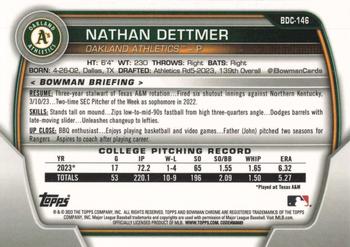 2023 Bowman Draft - Chrome #BDC-146 Nathan Dettmer Back