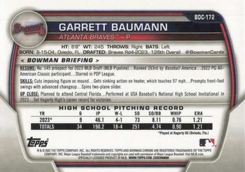 2023 Bowman Draft - Chrome #BDC-172 Garrett Baumann Back