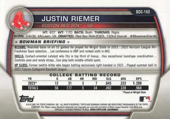 2023 Bowman Draft - Chrome #BDC-182 Justin Riemer Back