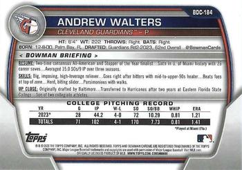 2023 Bowman Draft - Chrome #BDC-184 Andrew Walters Back
