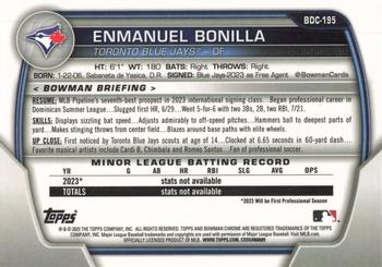2023 Bowman Draft - Chrome #BDC-195 Enmanuel Bonilla Back