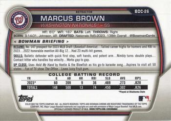 2023 Bowman Draft - Chrome Refractor #BDC-26 Marcus Brown Back