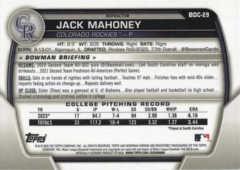 2023 Bowman Draft - Chrome Refractor #BDC-29 Jack Mahoney Back