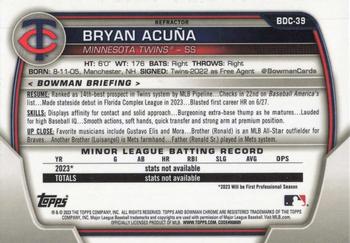 2023 Bowman Draft - Chrome Refractor #BDC-39 Bryan Acuña Back