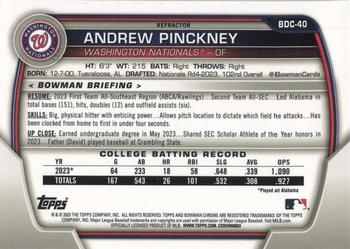 2023 Bowman Draft - Chrome Refractor #BDC-40 Andrew Pinckney Back