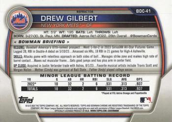 2023 Bowman Draft - Chrome Refractor #BDC-41 Drew Gilbert Back