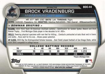 2023 Bowman Draft - Chrome Refractor #BDC-44 Brock Vradenburg Back