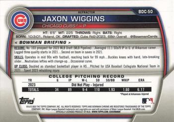 2023 Bowman Draft - Chrome Refractor #BDC-50 Jaxon Wiggins Back