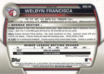 2023 Bowman Draft - Chrome Refractor #BDC-62 Welbyn Francisca Back