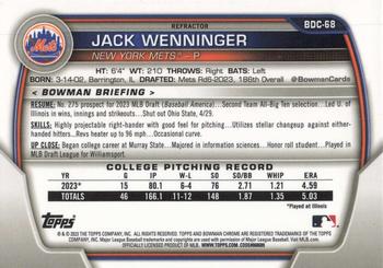 2023 Bowman Draft - Chrome Refractor #BDC-68 Jack Wenninger Back