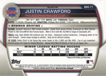 2023 Bowman Draft - Chrome Refractor #BDC-71 Justin Crawford Back