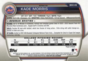 2023 Bowman Draft - Chrome Refractor #BDC-86 Kade Morris Back