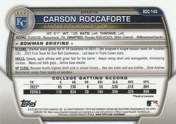 2023 Bowman Draft - Chrome Refractor #BDC-140 Carson Roccaforte Back