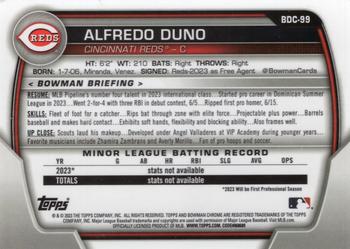 2023 Bowman Draft - Chrome Sparkle Refractor #BDC-99 Alfredo Duno Back