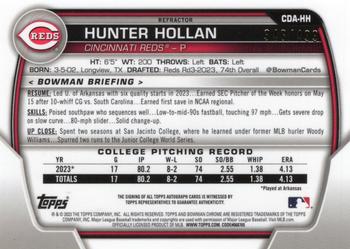 2023 Bowman Draft - Chrome Prospect Autographs Refractor #CDA-HH Hunter Hollan Back