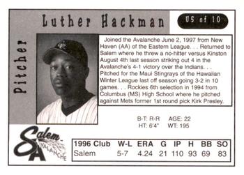 1997 Salem Avalanche Update #U5 Luther Hackman Back