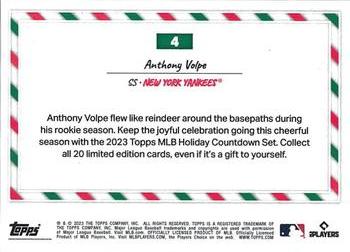 2023 Topps MLB Holiday Countdown #4 Anthony Volpe Back
